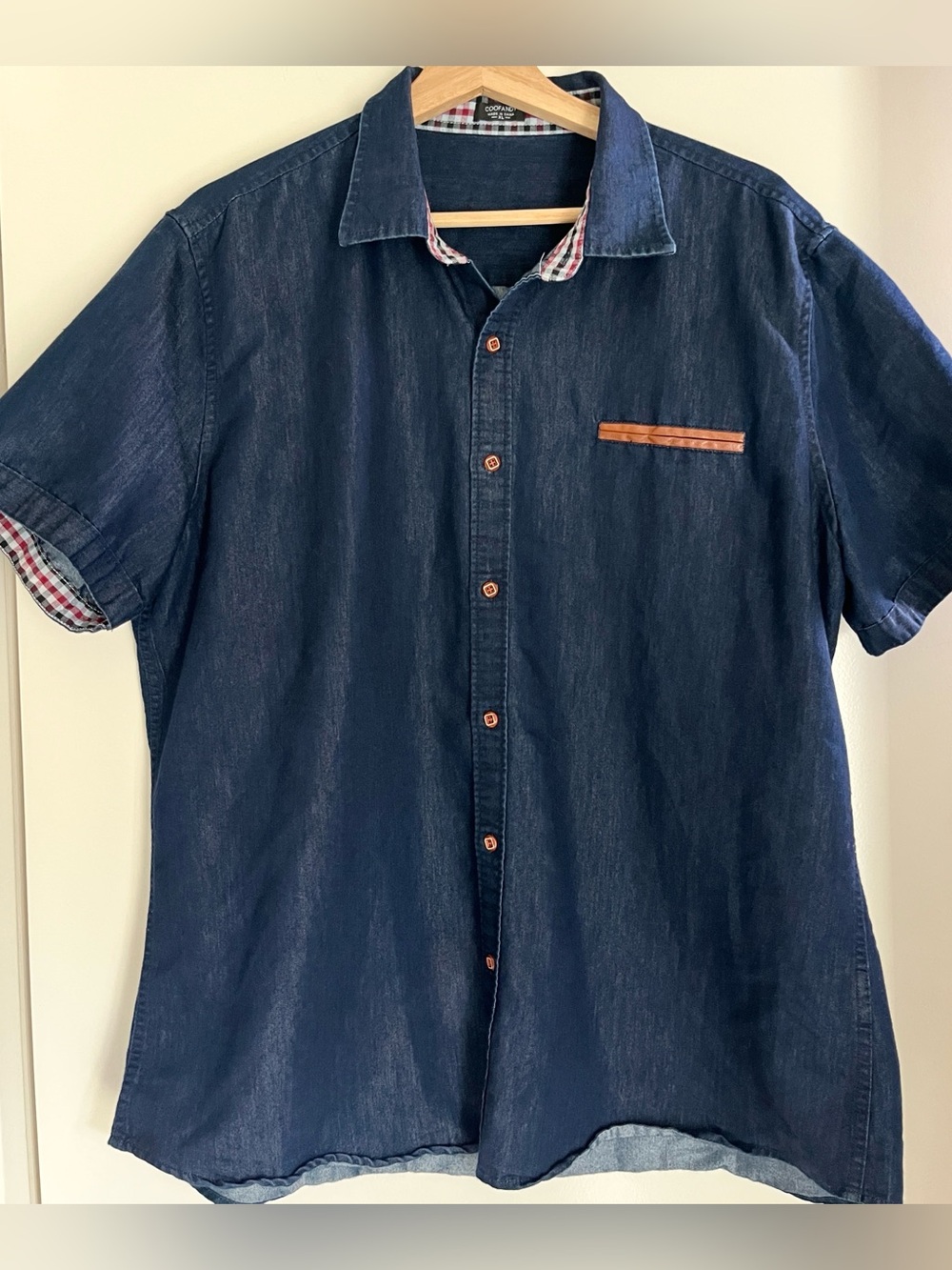 Men's Goofandy Casual Short-Sleeve Navy Button-Down Shirt quiet luxury